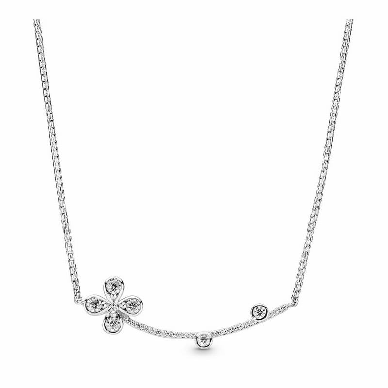 Pandora Four-Petal Flower Necklace Silver Egypt JH1052439